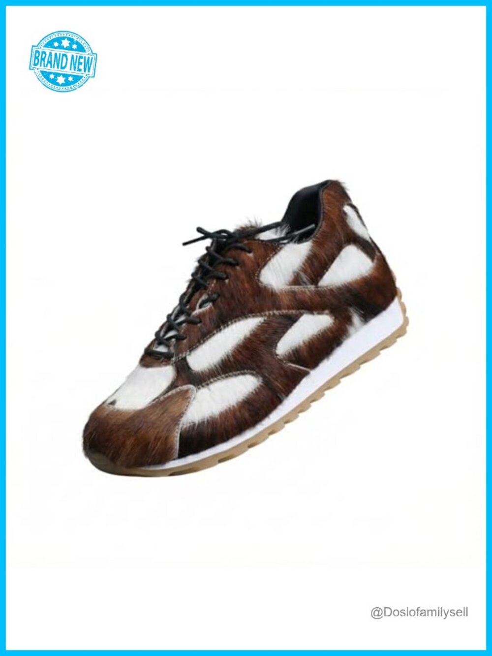 Genuine Cow Hair Sneakers Natural Fur Chunky Calf Hair Dad Shoes Platform
